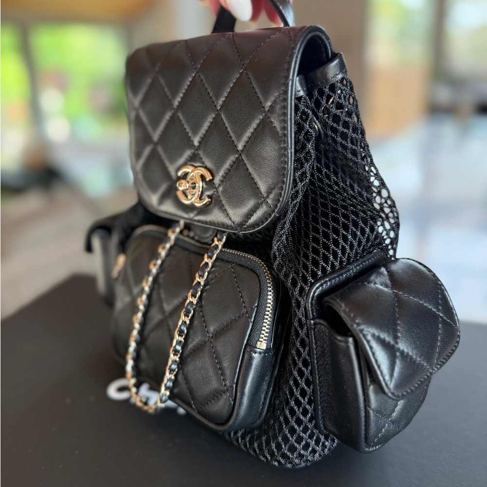 FULL SET - CHANEL Black Quilted Backpack with Gold HW - Picture 16 of 16